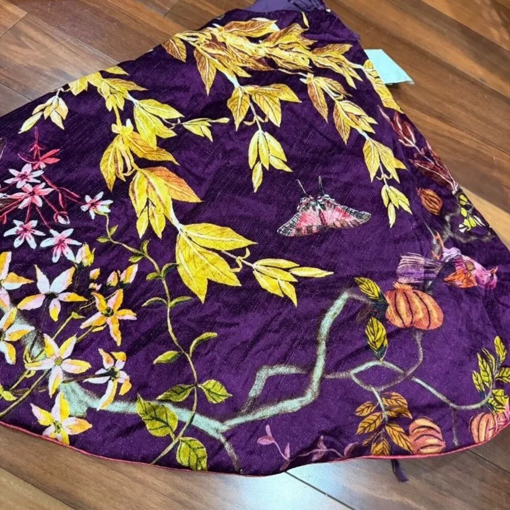 Anthropologie Mika Tree Skirt Floral Velvet NEW